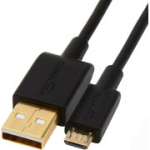 Amazon Basics USB-A - Micro USB laadimiskaabel, 480 Mbps, 3 meetrit, must.