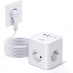 USB-ga kuubikpikendus 8-&uuml;hes, 4 pistikupesa ja 4 USB-ga, 1.5 m, valge