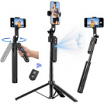 Automaatse n&auml;oj&auml;lgimisega statiiv, 360&deg; p&ouml;&ouml;ramine alusega, rakenduseta kaugusm&otilde;&otilde;tur, žestijuhtimine, 34 cm kuni 162 cm