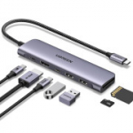 UGREEN Revodok 1071 USB-C jaotur HDMI 4K, 100 W Power Delivery, USB 3.0 andmepordid ning SD/TF-kaardilugeja