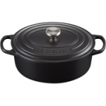 Le Creuset Signature emailitud ovaalne malmist vormiroog kaanega, 27 cm, 4,1 l, matt must, 21178270000430