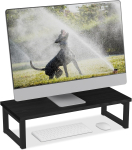 Relaxdays monitorialus, must, 15 x 55 x 23 cm