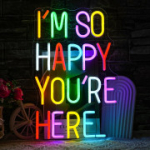 LMSIGNLY "I'm so happy you're here!" Neoonm&auml;rk