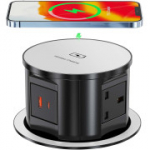 T&otilde;stetav pistikupesa k&ouml;&ouml;gitasapindadele juhtmevaba laadimisega 15 W, s&uuml;vistatav pistikupesa USB C-ga, 4 &Uuml;hendkuningriigi pistikupesa