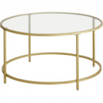 VASAGLE &uuml;mmargune kohvilaud &ndash; klaas ja metall, 84 &times; 84 &times; 45,5 cm (A+ klass)