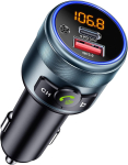 GizmoVine&rsquo;i auto FM-saatja ja kiirlaadija Bluetooth 5.3-ga, PD 30W ja QC3.0 18W, LED-ekraan, USB-m&auml;lupulga taasesitus, metallkorpus, 12V/24V