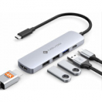 NOVOO USB-C jaotur 5-in-1 HDMI adapteriga (4K 60Hz), 3 &times; USB 3.0, Type-C PD 100W