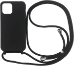Ququcheng iPhone 15 &uuml;mbris telefoniripatsi ja silikoonrihmaga, must TPU kaitseraud.