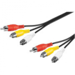 Goobay 50382 Komposiit audio/video &uuml;henduskaabel, 3x RCA, kaabli pikkus 3 m