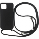 Ququcheng iPhone 15 &uuml;mbris telefoniripatsi ja silikoonrihmaga, must TPU kaitseraud.