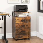 YITAHOME 3-korruseline ratastel kapp dokumentide hoidmiseks, metallraam (rustikaalne pruun)