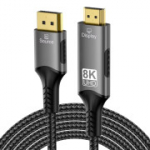 PremiumCord 8K DisplayPort 1.4 - HDMI 2.1 kaabel, 8K@60Hz, 4K@144Hz, Full HD 1080p, HDCP 2.2, 2m
