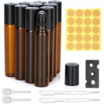 Ailvor klaasist rullpudelid eeterlike &otilde;lide jaoks - 10 t&uuml;hja pruuni 10 ml pudelit pakendis