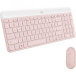 Logitech MK470 Slim juhtmevaba klaviatuuri ja hiire komplekt, kompaktne ja kaasaegne, &uuml;livaikne, 2.4 GHz USB-vastuv&otilde;tjaga, QWERTY, roosa