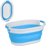 Relaxdays kokkupandav pesukorv, 36 l, sinine ja valge.