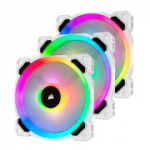 Corsair LL120 LL Series, 120mm Dual Loop Light Fans RGB, PWM, High Airflow - Triple Pack - White