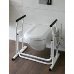 Tualett-alus hoiukorvi ja tualettpaberihoidjaga.