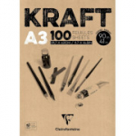 Clairefontaine Kraft m&auml;rkmik kleepkihiga, 100 lehte, A3 formaadis (420 x 297 mm), 90 g/m&sup2;, pruun