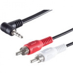 1aTTack.de Must nurga all olev audiokaabel 3,5 mm pesa ja kahe RCA pistikuga. 1 x 1,5 m. Ideaalne Hi-Fi s&uuml;steemide, telerite ja k&otilde;laris&uuml;steemide jaoks.