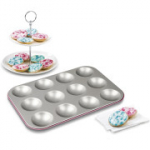 Zenker Creative Studio mini Florentine k&uuml;psetusvorm 12 koogile, roosa/h&otilde;bedane (7482)