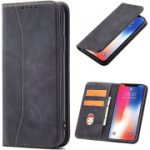 OKZone nahast magnetiline mobiiltelefoni&uuml;mbris Samsung Galaxy M21 jaoks, kaardipesadega (Premium PU nahk) (must)