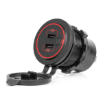 Veekindel telefonilaadija l&uuml;liti ja punase LED-tulega, 2xUSB-C 12/24V AMIO-04224