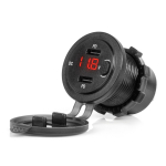 Veekindel telefonilaadija l&uuml;liti ja digitaalse voltmeetriga, 2x USB-C 12/24V AMIO-04226