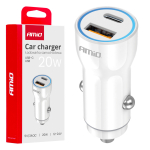 Autolaadija USB-A + USB-C 20W 12/24V AMiO-03881
