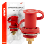 Punane positiivne akutoitepistik korgiga 3/8 M10 12/24/48V 250A, AMIO-03814