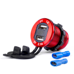 Veekindel telefonilaadija digitaalse voltmeetriga 2xUSB 12/24V MOD-11