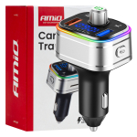 Auto FM-saatja, FM 2&times;USB-A 1&times;USB-C microSD 12V 24V AMIO-04652