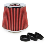 Kooniline &otilde;hufilter autole, universaalne, punane/kroomitud, 3 adapteriga, AMIO-01282