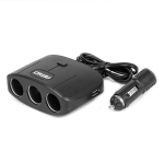 Kolme pesaga pikendusjuhe laadija ja sisse/v&auml;lja nupuga 2x USB-A 12/24V 100W 70 cm AMIO-04362