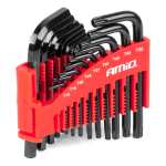 Kuuskant- ja Torx-v&otilde;tmete komplekt CRV, must, 22 osa, AMIO-04297