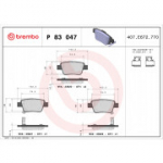 Piduriklotsi komplekt, ketaspidur BREMBO P 83 047