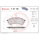 Piduriklotsi komplekt, ketaspidur BREMBO P 85 168