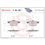 Piduriklotsi komplekt, ketaspidur BREMBO P 85 061