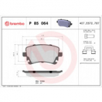 Piduriklotsi komplekt, ketaspidur BREMBO P 85 064