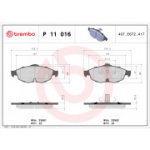 Piduriklotsi komplekt, ketaspidur BREMBO P 11 016