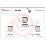 Piduriklotsi komplekt, ketaspidur BREMBO P 85 067