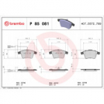 Piduriklotsi komplekt, ketaspidur BREMBO P 85 081