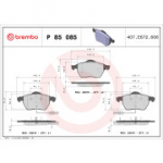 Piduriklotsi komplekt, ketaspidur BREMBO P 85 085