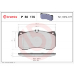 Piduriklotsi komplekt, ketaspidur BREMBO P 85 175