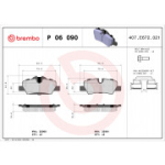 Piduriklotsi komplekt, ketaspidur BREMBO P 06 090