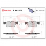 Piduriklotsi komplekt, ketaspidur BREMBO P 06 070