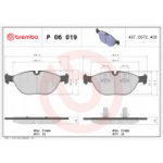 Piduriklotsi komplekt, ketaspidur BREMBO P 06 019