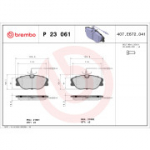 Piduriklotsi komplekt, ketaspidur BREMBO P 23 061
