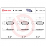 Piduriklotsi komplekt, ketaspidur BREMBO P 54 008