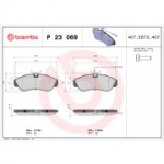 Piduriklotsi komplekt, ketaspidur BREMBO P 23 069