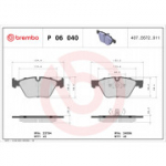 Piduriklotsi komplekt, ketaspidur BREMBO P 06 040
